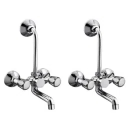 Drizzle Conty 2 Pcs 2 in 1 Brass Chrome Finish Silver Wall Mixer Set, AWMIXCONTI2-8