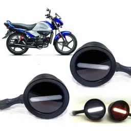 Auto Pearl 2 Pcs 12V Black Bike Front LED Indicator Light Set for Hero Splender iSMART, F129-picture-41