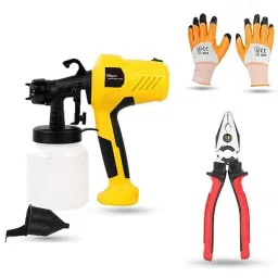 Hillgrove 400W 0.8 Litre Plastic DIY HVLP Paint Sprayer Gun with Gloves &a; 8 inch Plier, HGCM1337-16