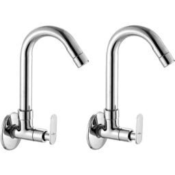 Neelkund Capsule Brass Silver Chrome Finish Sink Tap for Bathroom &a; Kitchen (Pack of 2)-image-100