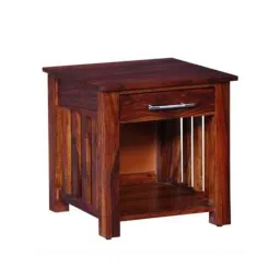 Angel Furniture 17x18x18 Inch Honey Medium Glossy Finish Sheesham Wood Flared Side Table, ABB-051H-image-3