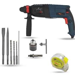 Hillgrove 1200W Forward &a; Reverse Rotation Hammer Impact Drill Machine with Drill Chuck, SDS Adapter, 5 Pcs SDS Plus Bit &a; Measuring Tape, HGCM1226-12