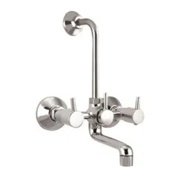 IRIS Flora Brass Chrome Finish Silver Wall Mixer with L Bend Pipe &a; Flanges-image-23