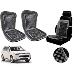 Auto Pearl PU, Velvet &a; Wooden Beads Grey Rectangular Seat Cushion for Mitsubishi Outlander (Pack of 2 )-image-15