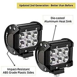AOW 6 LED Bar Light Universal Bike Car Fog Light, Work Light Aluminum SMD LED Bar Light for Bikes Cars SUV ATV - Fitting Inside, Set of 2 (24W) T-10-35