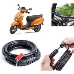 Auto Pearl PVC &a; Plastic Black Combination Cable Lock for Jupiter 125-23