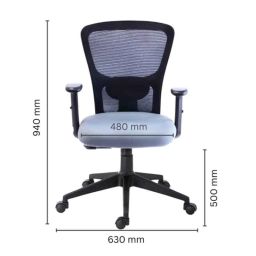HUMAN METHOD VIBE MB-PLUS Medium Back Nylon Black &a; Grey Executive Chair with Adjustable Lumber Support, HMVS02-EL image 3