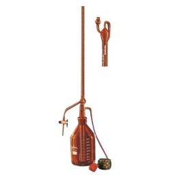 Borosil 100ml Class A Amber Automatic Burette with Glass Stopcock, 2149A16-15