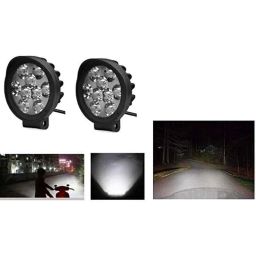 AOW LED Small Round Auxiliary Bike Fog Lamp Light Assembly White (Set of 2) with Switch for Honda CB Shine-24