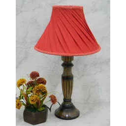 Tucasa Unique Wooden Table Lamp with Red Pleated Shade, LG-823-image-71