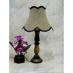 Tucasa Classic Wooden Table Lamp with Jute Brown Shade, LG-773-2