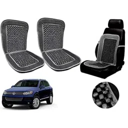 Auto Pearl PU, Velvet &a; Wooden Beads Grey Rectangular Seat Cushion for Volkswagen Touareg (Pack of 2 )-picture-48