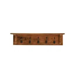 Angel Furniture 70x15x15cm Honey Glossy Finish Sheesham Wood Floating Wall Mounted Shelf with Coat Hook, AF-131H-image-25