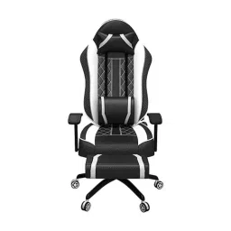 Rekart Faux Leather White &a; Black Adjustable Arm Rest Multi Functional Ergonomic Wing Back Gaming Chair with Footrest, MF6 White-image-66