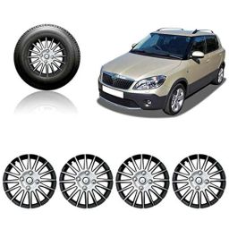 Auto Pearl 4 Pcs 14 inch ABS Silver &a; Black Wheel Cover Set for Skoda Fabia-picture-21