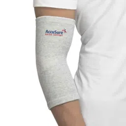 AccuSure Medium Bamboo Yarn 4 Way Stretchable Bi-Layered Elbow Compression Support for Men &a; Women, AOE12-M image 2
