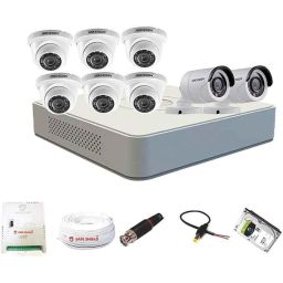 Hikvision 8 Channel DVR &a; 2 Bullet&a; 6 Dome CCTV Camera with Speedlink Cable &a; Power Supply Surveillance kit-45