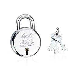 Link 45mm Stainless Steel Silver Round Pad Lock with 3 Keys-picture-14