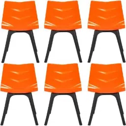 Regent Diamond Shell Plastic Black &a; Orange Chair (Pack of 6)-42