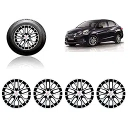 Auto Pearl 4 Pcs 14 inch ABS Silver &a; Black Press Type Fitting Car Wheel Cover Set for Honda Amaze T2-48