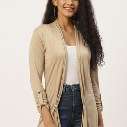 Trend Arrest Women Beige Solid Shrug-38