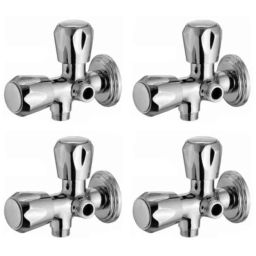 Drizzle Conty 4 Pcs 2 in 1 Brass Chrome Finish Silver Angle Valve Set, AAC2IN1CONTI4-31