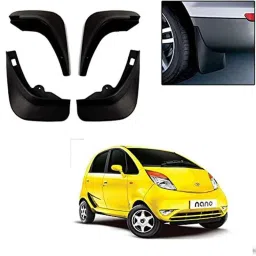 Auto Pearl 4 Pcs Black Cup Type Mud Flaps Car Splash Guard Set for Tata Nano-45