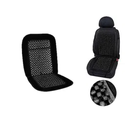 Auto Pearl PU, Velvet &a; Wooden Beads Black Rectangular Seat Cushion for Renault Fluence-picture-35