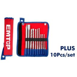 EMTOP 10 Pcs Hammer Drill Bits &a; Chisels Set, EHDR12101 image 2