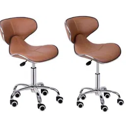 Da Urban Cedric Beige Fabric &a; Foam Bar Stool with Wheels &a; Low Back (Pack of 2)-picture-12