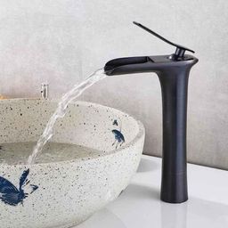Aquieen Luxury Series Vink Black Extended Body Hot &a; Cold Basin Mixer Tap-image-64
