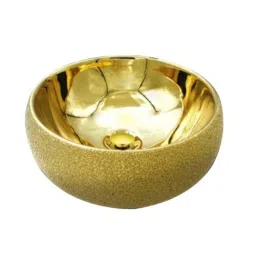 Bassino Art 40x40x15cm Ceramic Golden Metallic Finish Round Wash Basin, BTT-1171-E-image-17