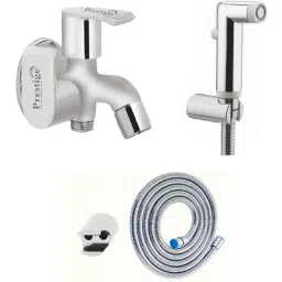 Prestige Waterfall Brass Chrome Finish 2 Way Bib Cock with Push Button Health Faucet-image-92