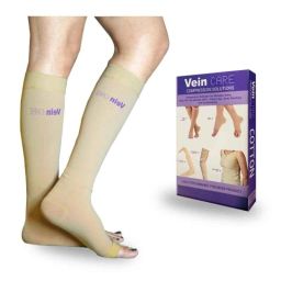 Vein Care VCCSBK0BEXXXL Cotton Beige Below Knee Compression Stocking for Varicose Vein &a; DVT, Size: XXXL-4