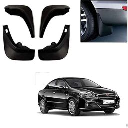 Auto Pearl 4 Pcs Black Cup Type Mud Flaps Car Splash Guard Set for Fiat Linea-16