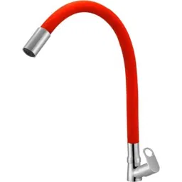 IRIS Prime Brass Chrome Finish Red Flexible Swan Neck Basin Tap-36