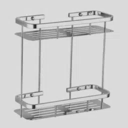 ZAP Stainless Steel 304 Chrome Finish Double Layer Bathroom Shelf-image-52