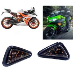 Auto Pearl 2 Pcs 12V Black Bike Side LED Indicator Light Set for KTM RC 200, A42-16