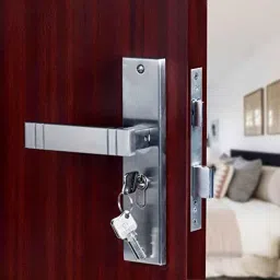 Saze Spacio 8 inch Stainless Steel Matt Finish Cylindrical Plate One Side Key Mortise Door Lock Handle Set with 3 Keys-image-81