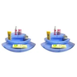 Drizzle 2 Pcs 3 Tier Plastic Unbreakable Blue Corner Shelves Set, A3CORNERBLUE2-picture-7