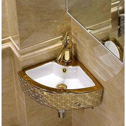 Bassino Art 32x43.5x13cm Ceramic Gold Wash Basin, GR_095-image-38