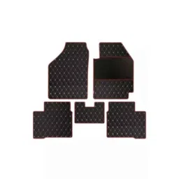 Elegant Luxury Leatherette Black &a; Red Carpet Car Mat Set for Honda City 2014-2019-picture-2