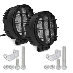 AllExtreme EX9FGW2 2 Pcs 9 LED 4 inch 27W Round Waterproof Spot Fog Light with Fixed Safety Grill Mounting Bracket Set-picture-18
