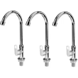 Senkiddpro Stainless Steel 360 Chrome Finish Deck Mounted 360 Degree Moving Swan Neck Tap (Pack of 3)-image-31