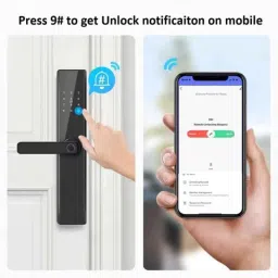 Denler DL05 Black Digital Smart Door Lock with Inbuilt Wi-Fi App, Passage Mode, OTP, Fingerprint Lock, RFID Card, PIN &a; Key image 4