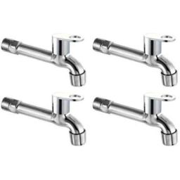 Gold Bell Rio Stainless Steel Silver Wall Mounted Chrome Finish Bib Tap with Wall Flange (Pack of 4)-picture-33
