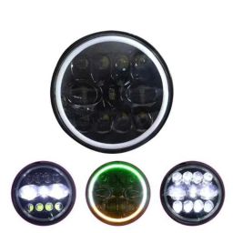 AllExtreme EX7SB44 12 LED 75W 7 inch Round LED Headlight with Full Ring Tricolor, DRL Angel Eyes &a; Hi-Low Beam-picture-0