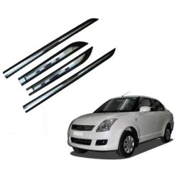 SureStrive 4 Pcs Black &a; Silver Side Door Car Beading Set for Maruti Suzki Dzire New Model-36