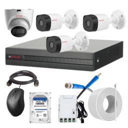 CP Plus 5MP IR Indoor &a; Outdoor CCTV Combo Kit with 4Ch DVR, 3 Bullet 1 Dome Camera, 4Ch SMPS, 70m Cable, 500GB HDD &a; Connector-38