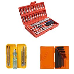 Hillgrove HGCM58M1 46 Pcs 1/4 inch Ratchet Socket Spanner Set with Hex Allen Key Set, 5 in 1 Screwdriver Set &a; Carrying Box-12